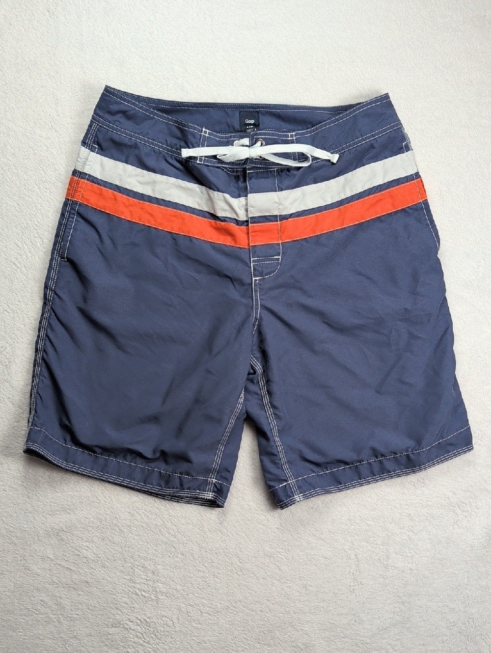 Gap Men’s Swim Trunks Board Shorts Velcro Drawstring Retro Stripe M